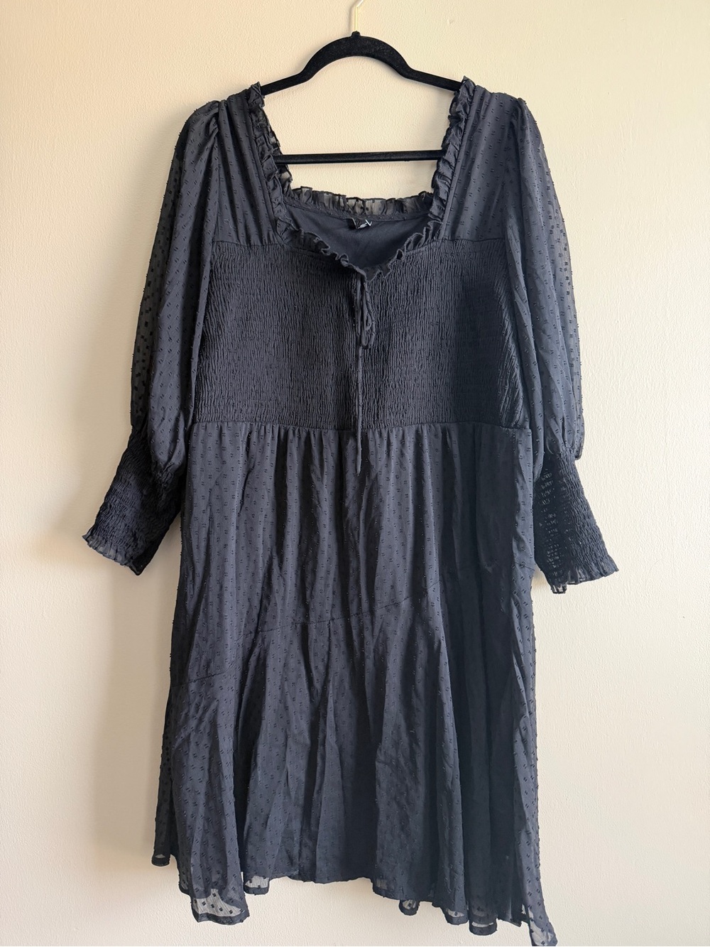 ASOS Black Swiss Dot Smocked Mini Dress
